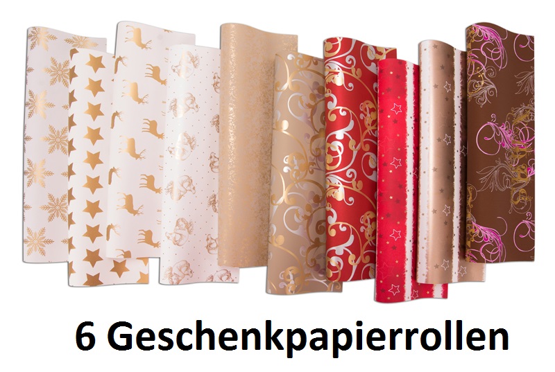 1 oder 5 Rollen Geschenkpapier 2 x 0,70m Weihnachtspapier Weihnachten wählbar