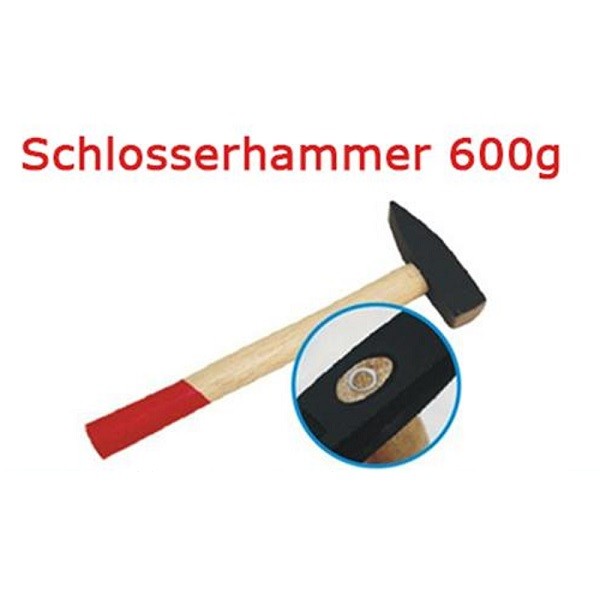 Schlosserhammer 600 g Schlosser Hammer mit Stiel aus Holz