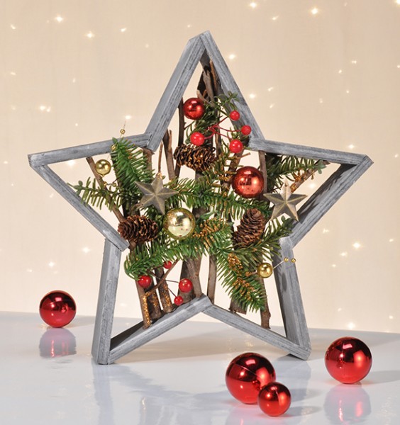 Weihnachtsstern aus Holz inkl. Dekoration Stern, Weihnachtsstern, Weihnachten