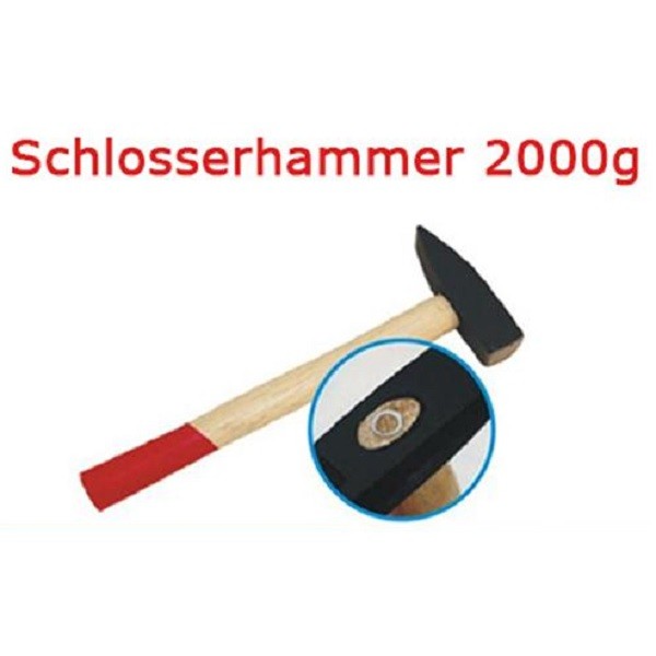 Schlosserhammer 2000 g Schlosser Hammer mit Stiel aus Holz