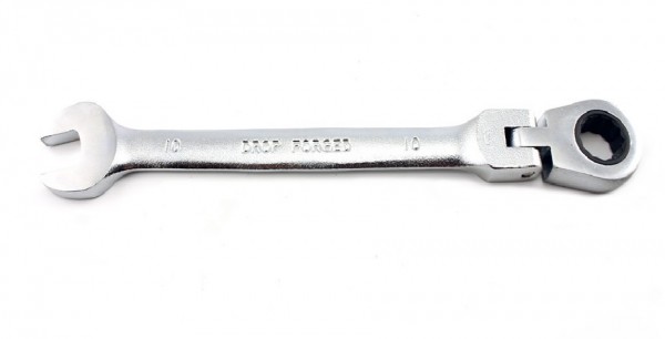 Gabel Knarrenschlüssel 10 mm, Ratschenschlüssel mit Gelenk, Ratschen Ring Maul