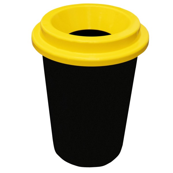 Maxitonne 50l gelb/schwarz, Tonne aus Hartplastik, Mülleimer Küche, Futtertonne