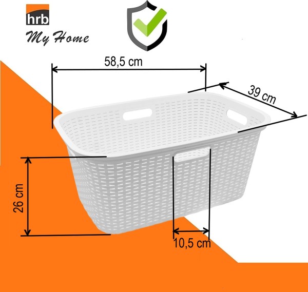 XL Wäschekorb 50 Liter Im Rattan-Look – Klappbarer Deckel, Robustes PP, Elegant In Weiß