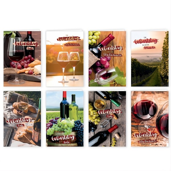 Glückwunschkarte Grußkarte Geburtstagskarten Vino 11,5x17,5 cm