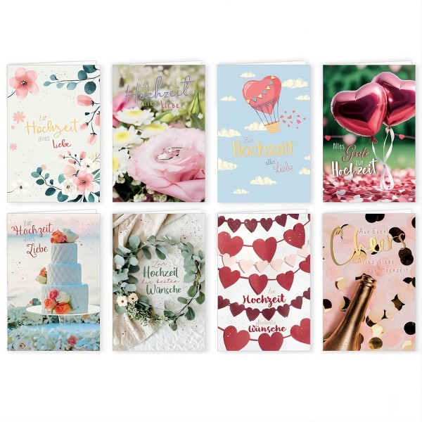 Glückwunschkarte Grußkarte Karte Hochzeit Glückwünsche 11,5x17,5 cm