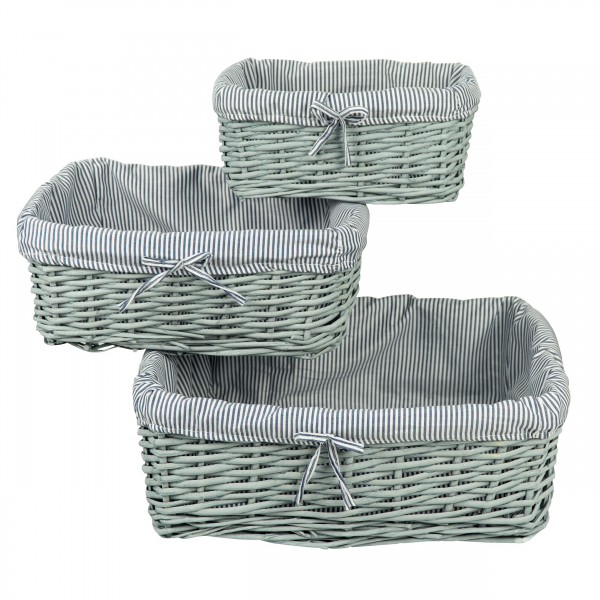 3 Set Weidenkorb, Aufbewahrung Box, Regalkorb, 43x32, 36x25, 29x18 cm