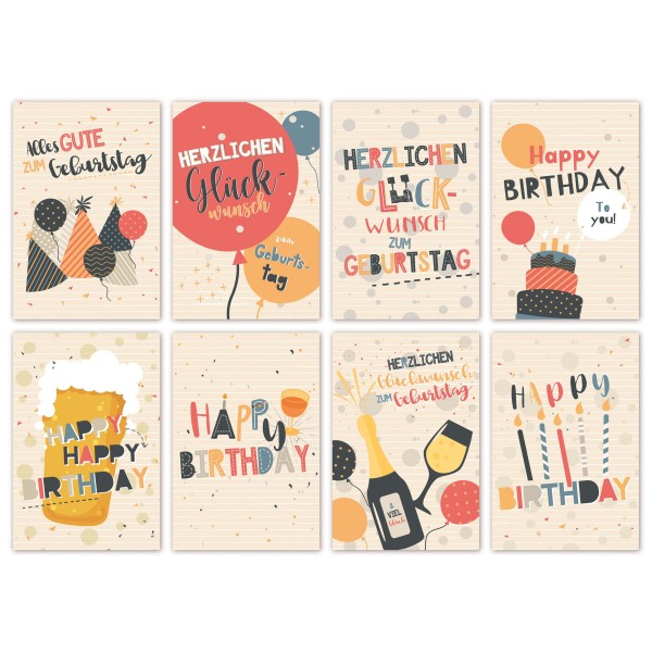 Glückwunschkarte Geburtstag Grußkarte Karte Naturkarton 11,5x17,5 cm