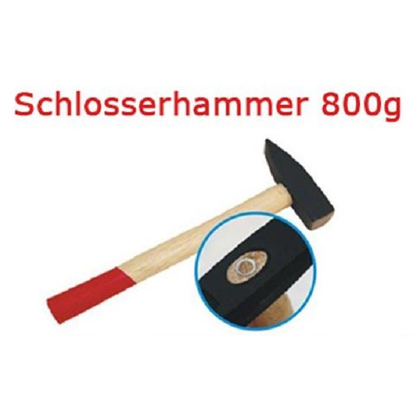 Schlosserhammer 800 g Schlosser Hammer mit Stiel aus Holz