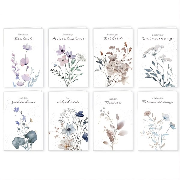 Trauerkarten Beileidsbekundung Anteilnahme Karten 11,5x17,5 cm