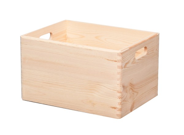 Holzkiste stapelbar, Aufbewahrungsbox aus Holz, Natur, groß, 28,8 L, 30 x 40 x 24 cm