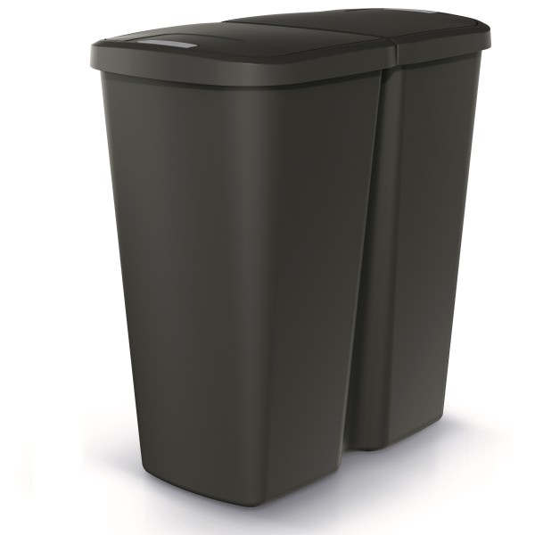 HRB Mülleimer DUO BIN 2x25 Liter schwarz Abfalleimer Kosmetikeimer Müllbehälter