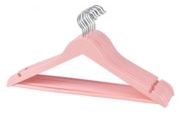 5 Kleiderbügel Anzugbügel Wäschebügel Hemdenbügel Garderobenbügel Holzbügel rosa