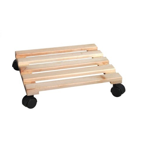 Rolluntersetzer Pflanzenroller Holz Blumenroller eckig 30 x 30 cm Pflanztopf