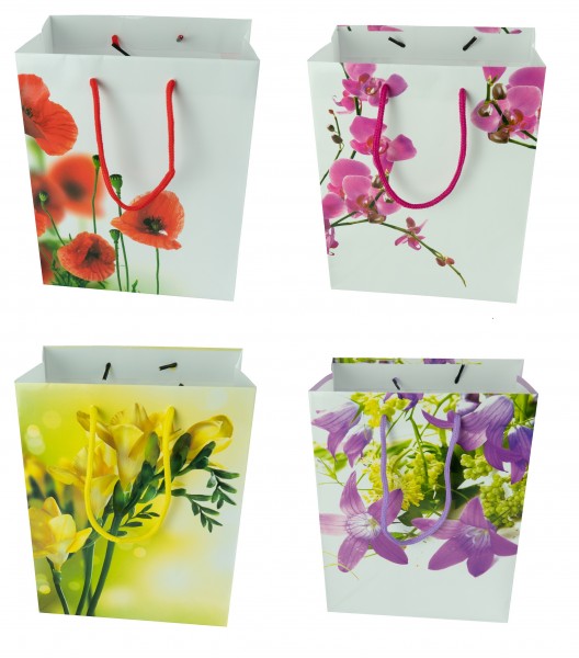 Geschenktüte mit verschiedenen Blumen - Medium 23 x 18 x 10 cm