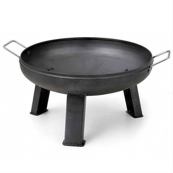HRB Feuerschale Ø 44 cm aus Metall, 2 mm Wandstärke, hitzebeständig, mit 3 Standbeinen und 2 Griffen