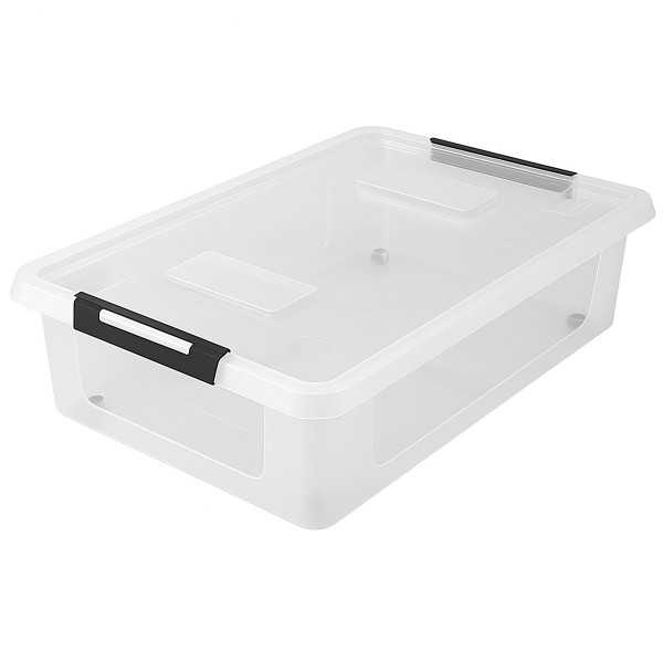 HRB transparente Aufbewahrungsbox Rollbar Unterbettbox mit Deckel Clickverschluss - Ideal für Unterb