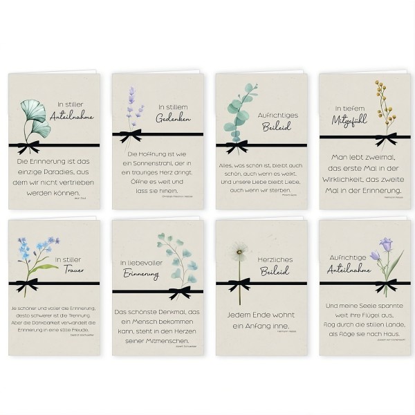 Trauerkarten Beileidsbekundung Anteilnahme Karten 11,5x17,5 cm
