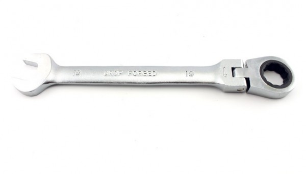 Gabel Knarrenschlüssel 19 mm, Ratschenschlüssel mit Gelenk, Ratschen Ring Maul