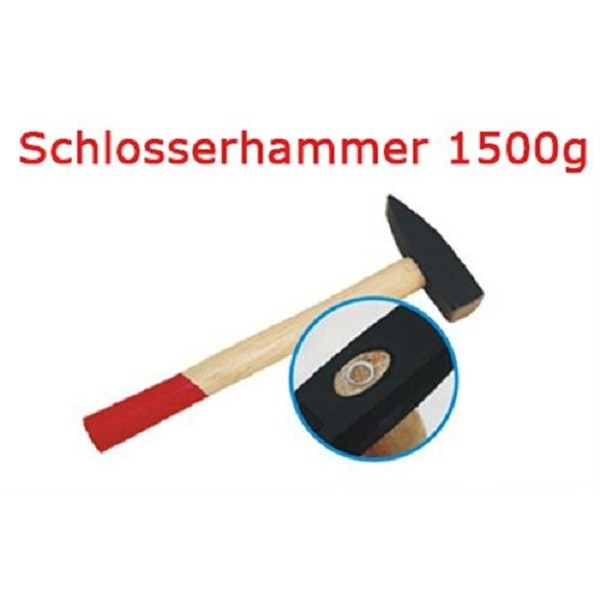 Schlosserhammer 1500 g Schlosser Hammer mit Stiel aus Holz