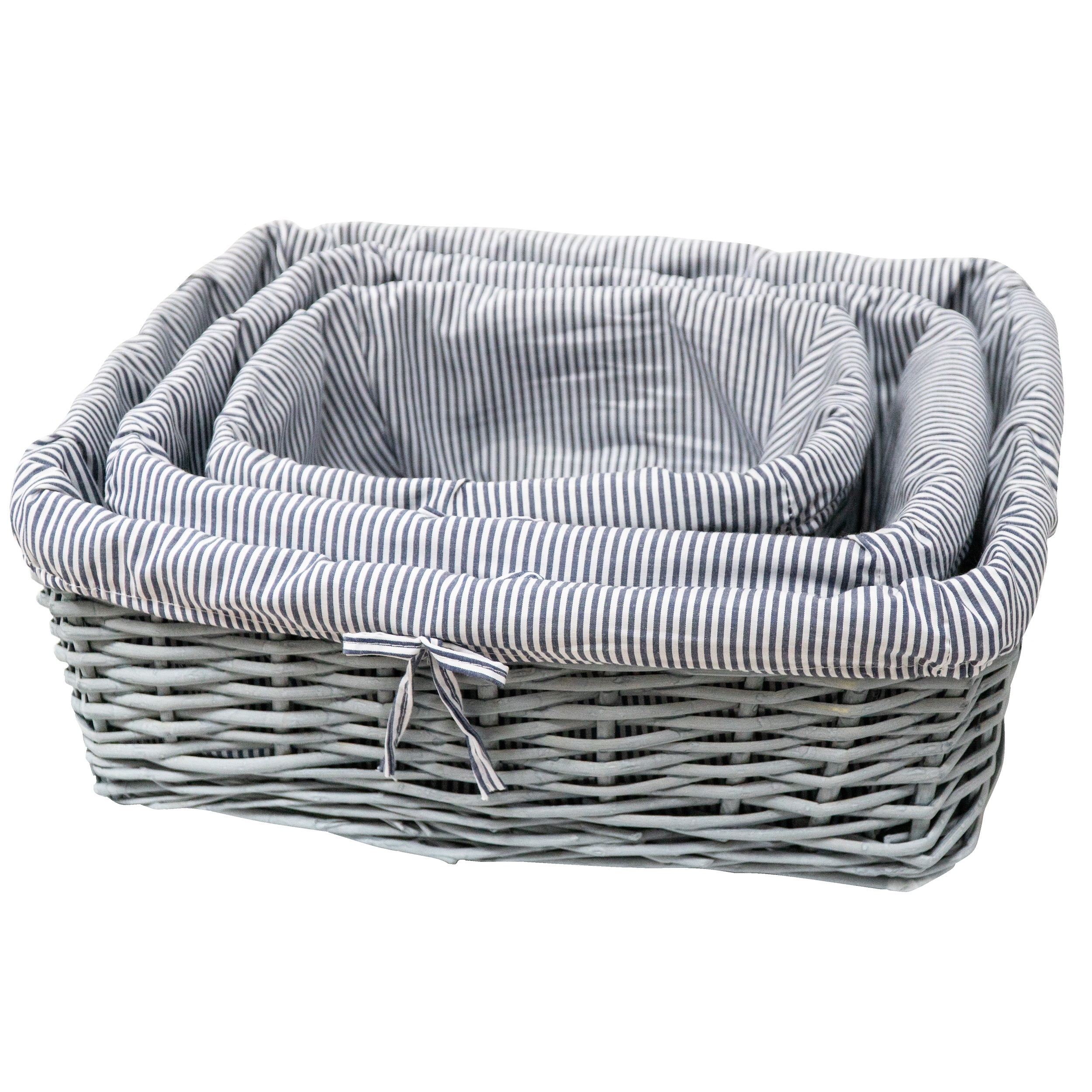 3 Set Weidenkorb, Aufbewahrung Box, Regalkorb, 43x32, 36x25, 29x18 cm