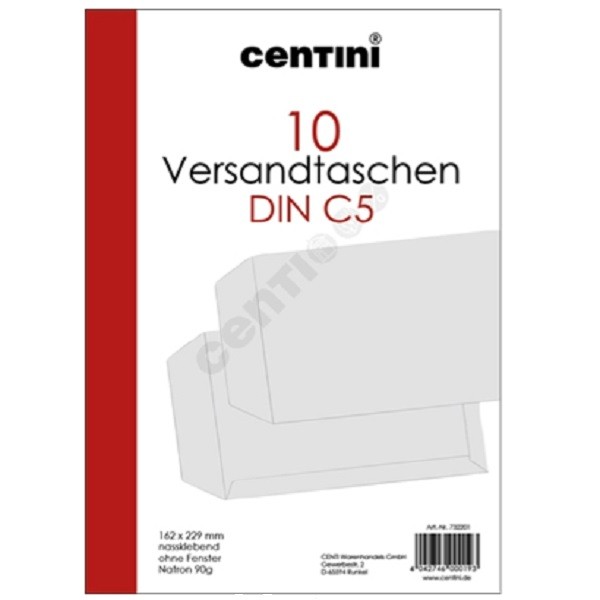 Versandtaschen C5, 10er Pack, nassklebend,